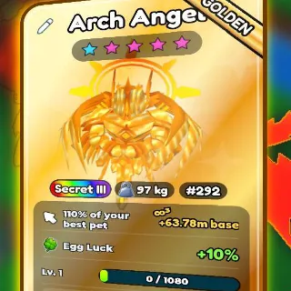 GOLD ARCH ANGEL (SECRET II) FAST DELIVERY 🚚 1-2MIN TAP SIMULATOR REBORN