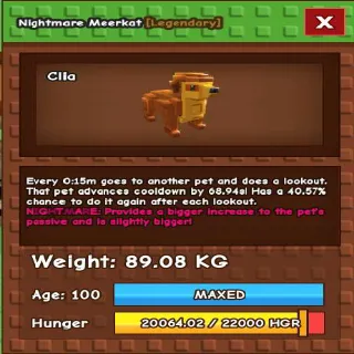 TITANIC NIGHTMARE MEERKAT 80KG - GROW A GARDEN