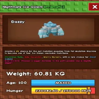 NIGHTMARE ICE GOLEM 60KG - GROW A GARDEN