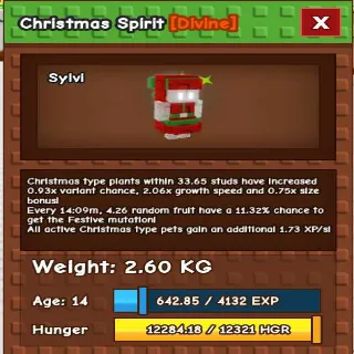 CHRISTMAS SPIRIT(NEW SECRET PET)- GROW A GARDEN