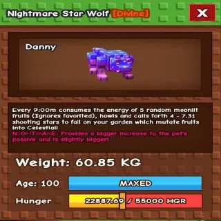 NIGHTMARE STAR WOLF 60KG - GROW A GARDEN