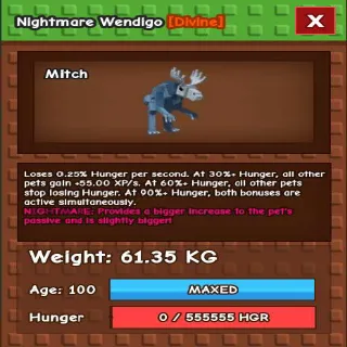 NIGHTMARE WENDIGO 61KG - GROW A GARDEN