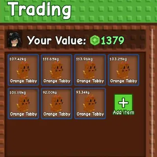 7X ORANGE TABBY 90-110KG - GROW A GARDEN