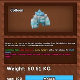 NIGHTMARE FESTIVE ICE GOLEM 60KG - GROW A GARDEN