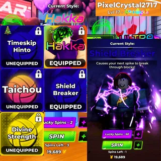 ⛔ Timeskip Hinto | Hakka | Taichou | Shield Breeaker | Divine Stength | Lucky Spin 2 | Abilities Lucky Spin 50 |