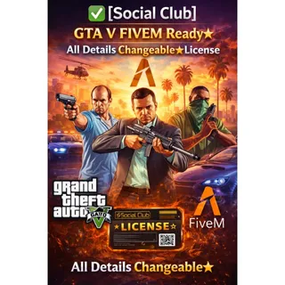 🔻✅[Social Club] GTA V FIVEM Ready⭐All Details Changeable⭐License