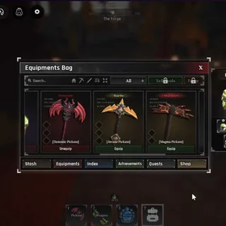 The Forge Account | LV 120 442K Coin| Arcane Pickaxe,Magma Pickaxe, Demonic Pickaxe +..