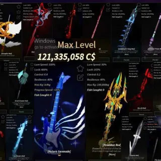 Fisch | Lv.2000 Max. Account | Polaris Serenade | Cash 120m. | 55 Rods + |