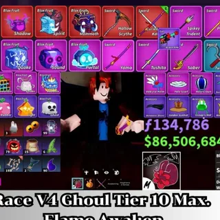 ✅Blox Fruit | Level 2800 Max. | Ghoul V4 Tier Max. | Sanguine art+Godhuman+CDK | Unverified Account |