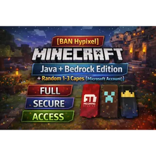 ⭕BAN Hypixel Minecraft Java+Bedrock Edition Random1-3 capes (Microsoft Account) full access