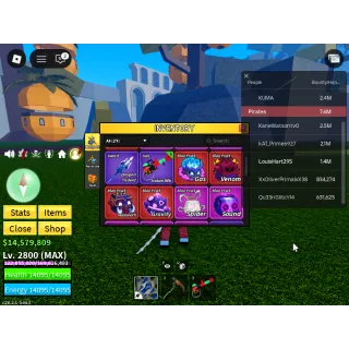 Level 2800+Godhuman+SG+Gas Venom Mammoth Gravity Inven|Unverified Account|Auto Delivery|Blox Fruits
