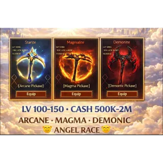 Angel Race | Demonic • Arcane • Magma |💵500K-2M Cash ,Lv. 100-150 | ⚒️ The Forge Account [ Fast🔥 ]