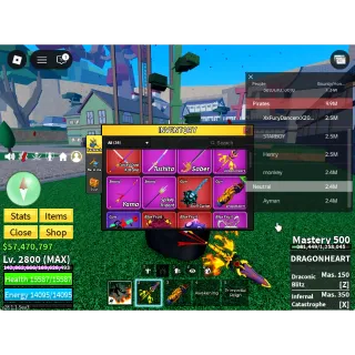 ID 170:LV 2800+GOD+CDK+SG RACE DRACO V4 FULL GEAR |Unverified Account|Auto Delivery|Blox Fruits