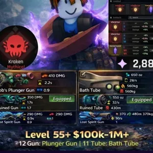 Abyss🐙 | Race Kraken | Lv:55+ | 12 Gun:Plunger Gun | 11 Tube:Bath Tube | Unverified Account