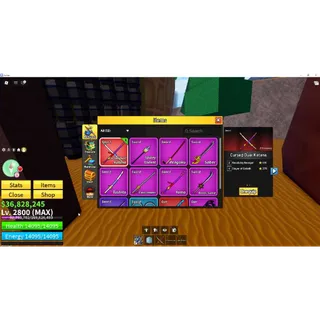 ⭕Blox Fruit| Lv 2800| Human V4| 2 Myth WP (Cursed Dual Katana &amp; Skull Guitar) + God Human + 5 Legend Fruits + 27k Esse