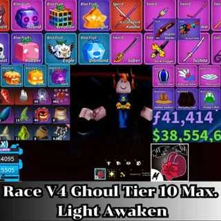 ✅Blox Fruit | Level 2800 Max. | Ghoul V4 Tier Max. | Sanguine art+Godhuman+CDK | Unverified Account