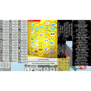 ⭕Bee Swarm Simulator | lvl 8-11 | SSA | BEES 42 | Mondo Belt Bag,Bubble Mask,Cobalt Guard |