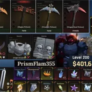 The Forge Account | Archongel | Lvl.200 Max | 401K $ | Dragon Head Pickaxe / Prismatic Pickaxe / Magma Pickaxe / Arcane Pickaxe