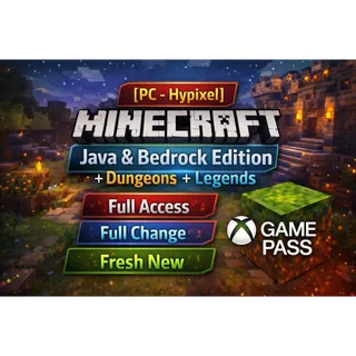 ⭕[PC - Hypixel] Minecraft Java & Bedrock Edition + Dungeons + Legends - Full Access - Full change - Fresh new - (GAME PASS)