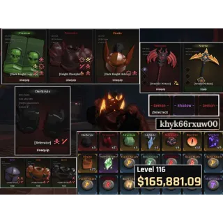 he Forge Account | Demon | rr19 | Lvl.116 | 165k $ | Demonic+Arcane Pickaxe | Full Legendary Dark Knight s.........