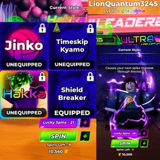 ⛔| Hakka | Jinko | Timeskip Kyamo | Shield Breaker | Luckyspin 21 | Abilities Luckyspin 26 | Unverified Account | 