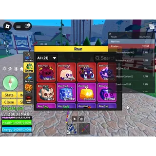 🔻Level 2800+God+ Dough Mammoth T-rex Gravity Venom Inven|Unverified Account|Auto Delivery|Blox Fruits