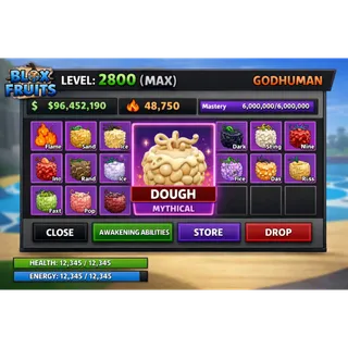 ⛔[Blox Fruits] Dough Fruit In Inventory | LVL 2800 | GODHUMAN | All Details Changeable