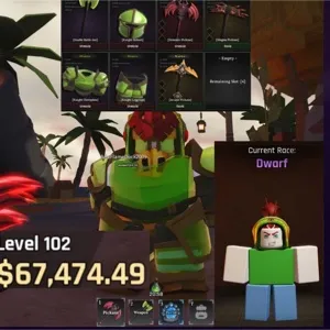 ✅The Forge⚔️ | Lv.102 | $67k | Race Dwarf | ⛏️Pickaxe:Demonic,Arcane,Magmaite | Unverified Account