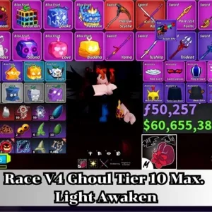 ✅Blox Fruit | Level 2800 Max. | Ghoul V4 Tier Max. | Sanguine art+Godhuman+CDK | Unverified Account