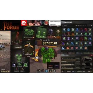 32⬛The Forge Lv75 DemonxDwarf Race🪽🪙37k Starite  -Arcane Pickaxe Uranium -Dark Knight Chestpate+4 -Dark Knight Leggings....