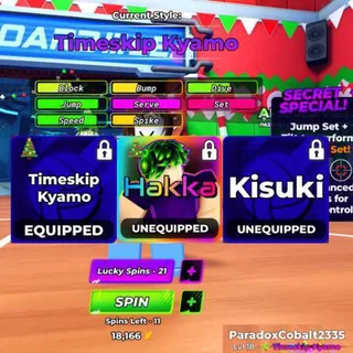 ⛔ | Volleyball Legends | Timeskip Kyamo | Hakka | Kisuki | LuckySpin 21 | Unverified Account |