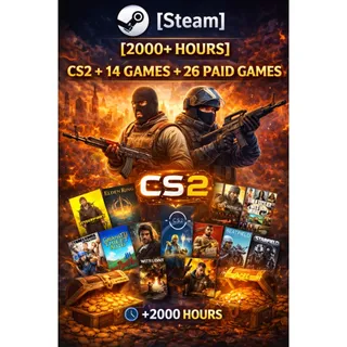 ⭕[Steam][2000+ Hours] CS2 + 14 Games + 26 Paid Games | Hours Ready For Faceit | All Details Changeable