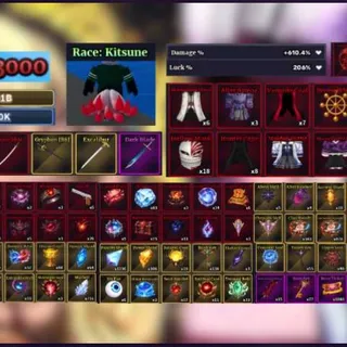 ✅[ Sailor Piece ] Account Lv.13000 MAX SukunaV2 + Kitsune + Damage 610% + Luck 206% | Mythic ( Weapon…