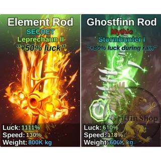 🔻SECRET ELEMENT ROD ( VERY RARE ) + GHOSTFINN ROD + ( BONUS ROD + BONUS LEVEL + BONUS FISH + BONUS MONEY + BONUS ITEMS 