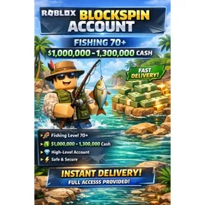 ⭕Blockspin Account Fishing 70+ Roblox Blockspin | Money 1,000,000$ - 1,300,000$ Cash | Block spin | [ Fast delivery
