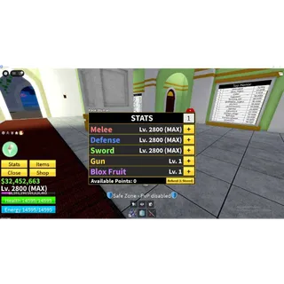 ⭕Blox Fruit| Lv 2800| Human Race| 2 Myth Weapon (Cursed Dual Katana &amp; Hallow Scythe) Godhuman + Mammoth |CE ON