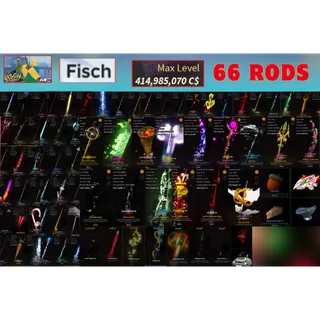 ⭕Fisch 180🐠 | LV.MAX | 💵414M+C$ | 🪝66 Rods🪝- Astralhook Rod - Santa's Miracle Rod - Cornucopia Rod - Fabulous Rod....
