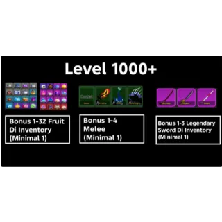 Account Level 1000 + Bonus Fruit In Inventory + Bonus Melee