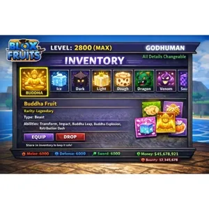 ⛔[Blox Fruits] Buddha Fruit In Inventory | LVL 2800 | GODHUMAN | All Details Changeable