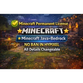 ⭕✅Minecraft Permanent License⭐Minecraft Java+Bedrock⭐NO BAN IN HYPIXEL⭐All Details Changeable