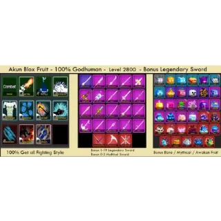 Blox Fruit Account GODHUMAN + SHARK ANCHOR [Level MAX] [Datpol] [Not Verified]