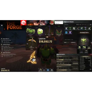 20⬛The Forge Lv54 18K🪙RR13 Demon Race🪽Starite -Arcane Pickaxe Slimite -Dark Knight Chestplate ..............................