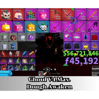 Blox Fruit | Level 2800 Max. | Ghoul V4 Tier Max. | Sanguine art+Godhuman+CDK | Unverified Account