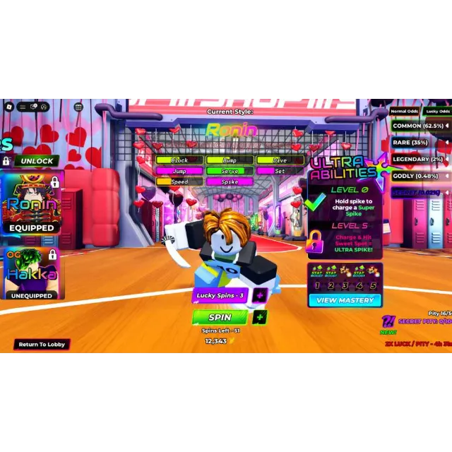 ⛔Volleyball legends 2ULTRA + 3Secret Lv.20 🎀Style: Ronin + OG Hakka ...