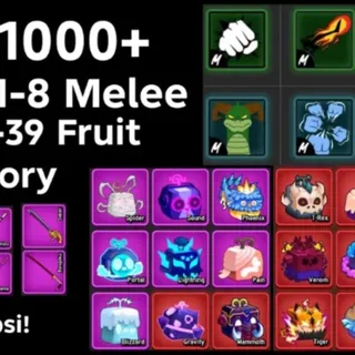 ☑️ Account Level 1000 + Bonus Fruit In Inventory + Bonus Melee
