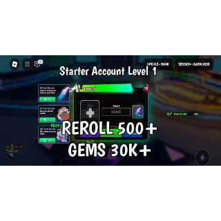 Akun Starter Level 1+ | Gems 30K+ | Reroll 500+ | Anime Vanguards
