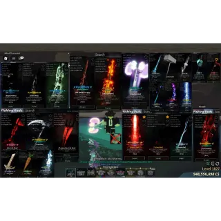 Fisch Lv.1827 New Fishing fords 1.Fabulous Rod 2.Jack o Blazer 3.Bat Whisperer Rod 4.Elder mossripper 4.Eidol..........