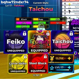 ⛔| Volleyball Legends | Ronin | Feiko | Taichou | Curve Spike | Unverified Account |