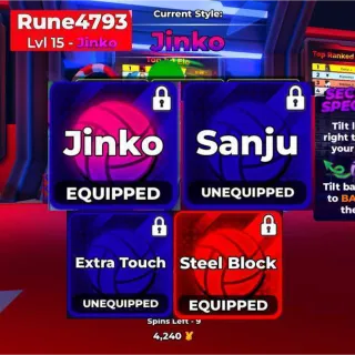 | Volleyball Legends | Jinko | Sanju | Extra Touch | Steel Block | Unverified Account | 