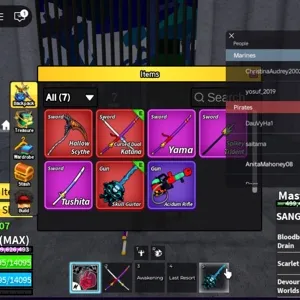 ✅LV 2800+SANGUINE CDK+SG RACE HUMAN V4 FULL GEAR + Yeti Inven |Unverified Account|Blox Fruits